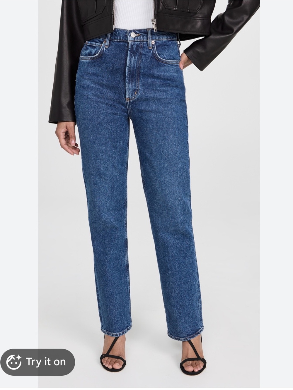 Agolde High-Rise Stovepipe Straight Leg Jeans in Classic Blue 25